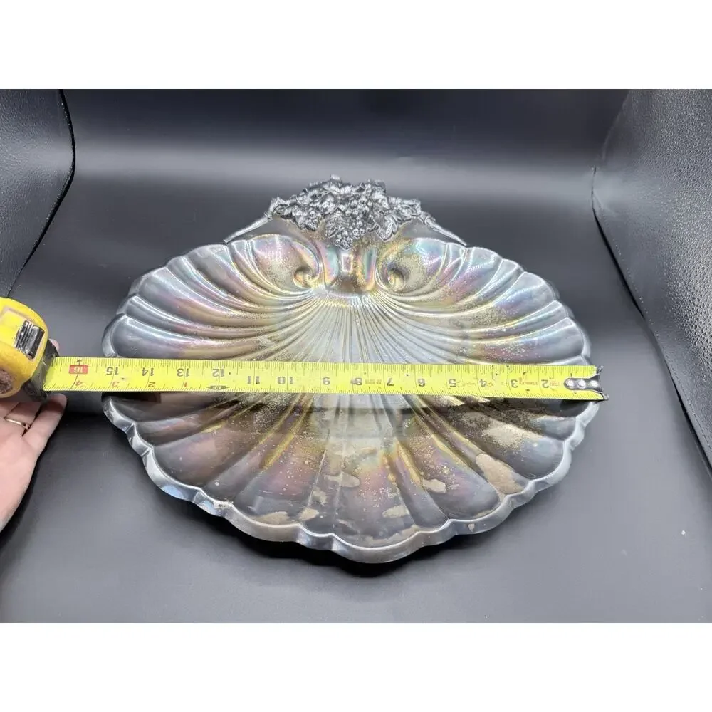 Reed & Barton 2008 Silverplate Shell Platter 16” Grape Handle (#1)